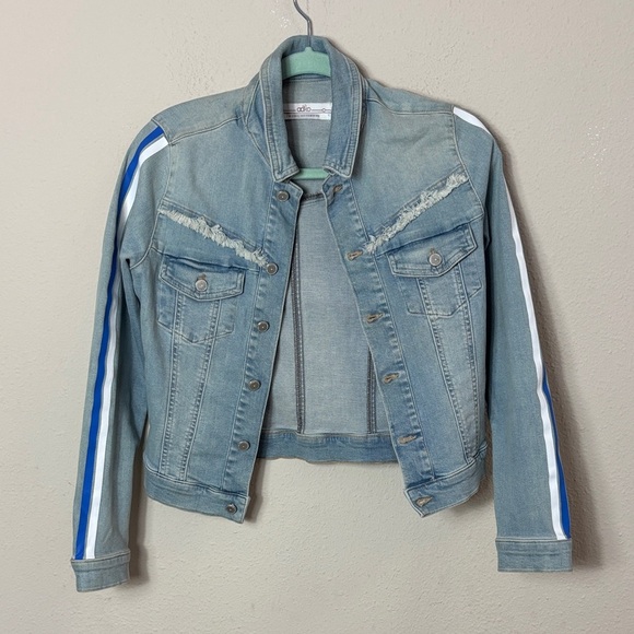 Aaiko Denim Blue Light Wash Striped Jacket size XS - Picture 3 of 9